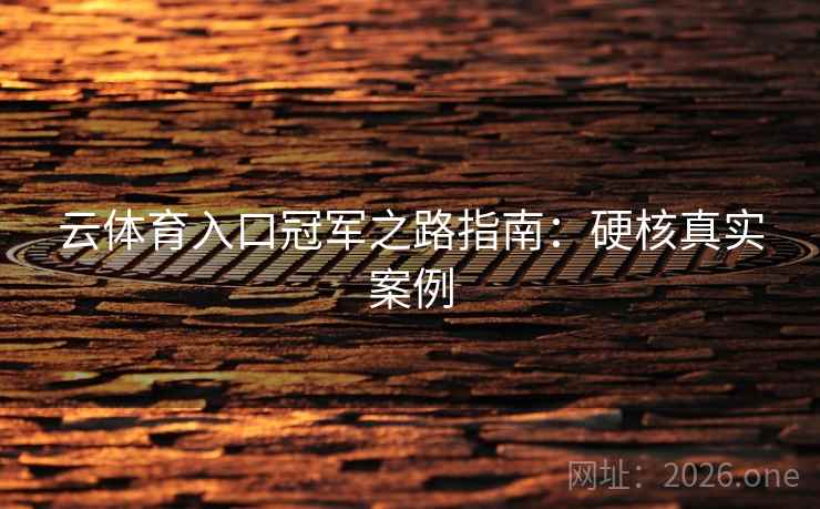 云体育入口冠军之路指南：硬核真实案例
