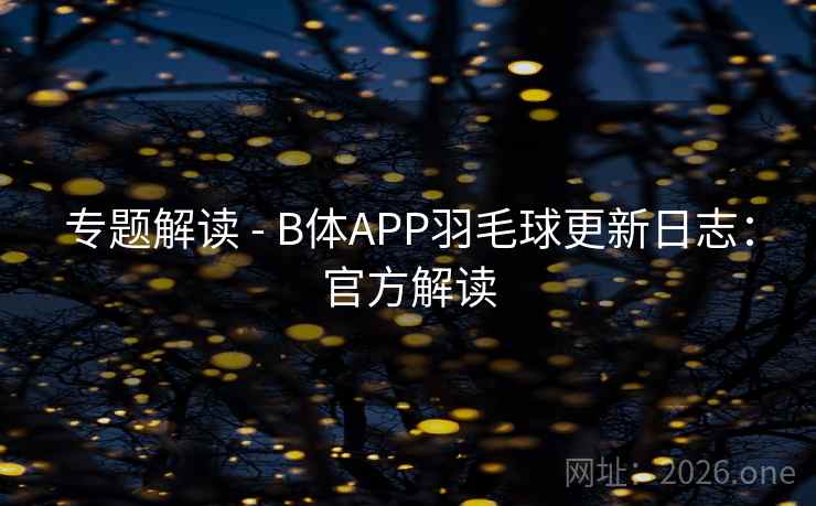 专题解读 - B体APP羽毛球更新日志:官方解读
