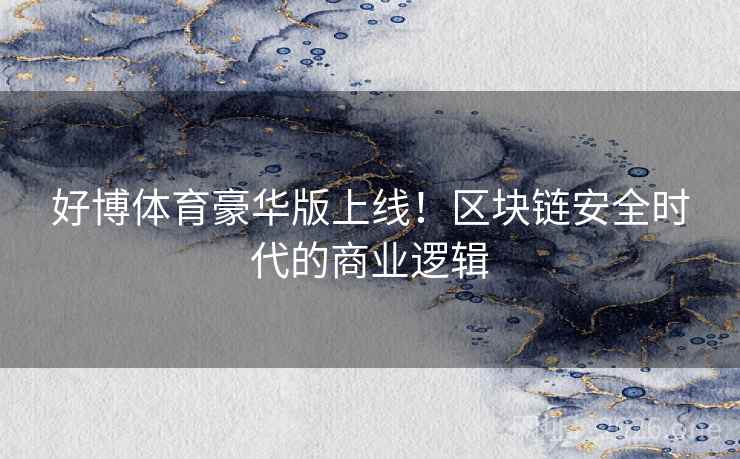 好博体育豪华版上线!区块链安全时代的商业逻辑 好博体育豪华版上线!区块链安全时代的商业逻辑