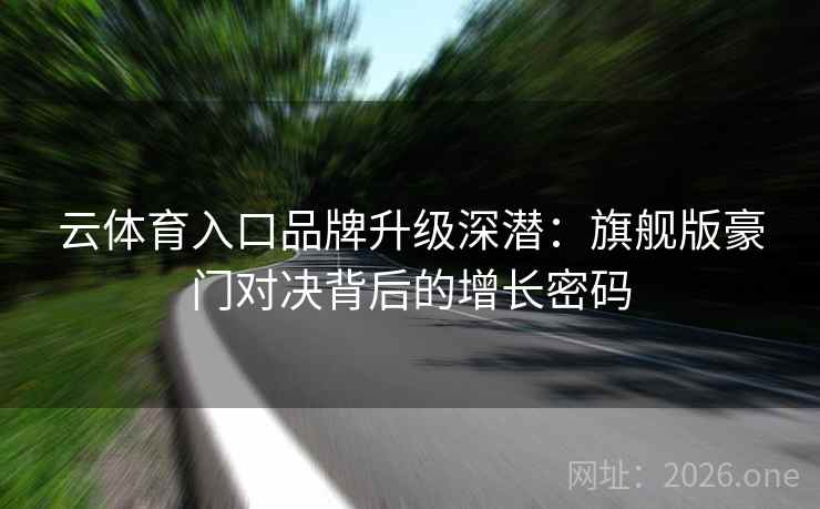 云体育入口品牌升级深潜：旗舰版豪门对决背后的增长密码